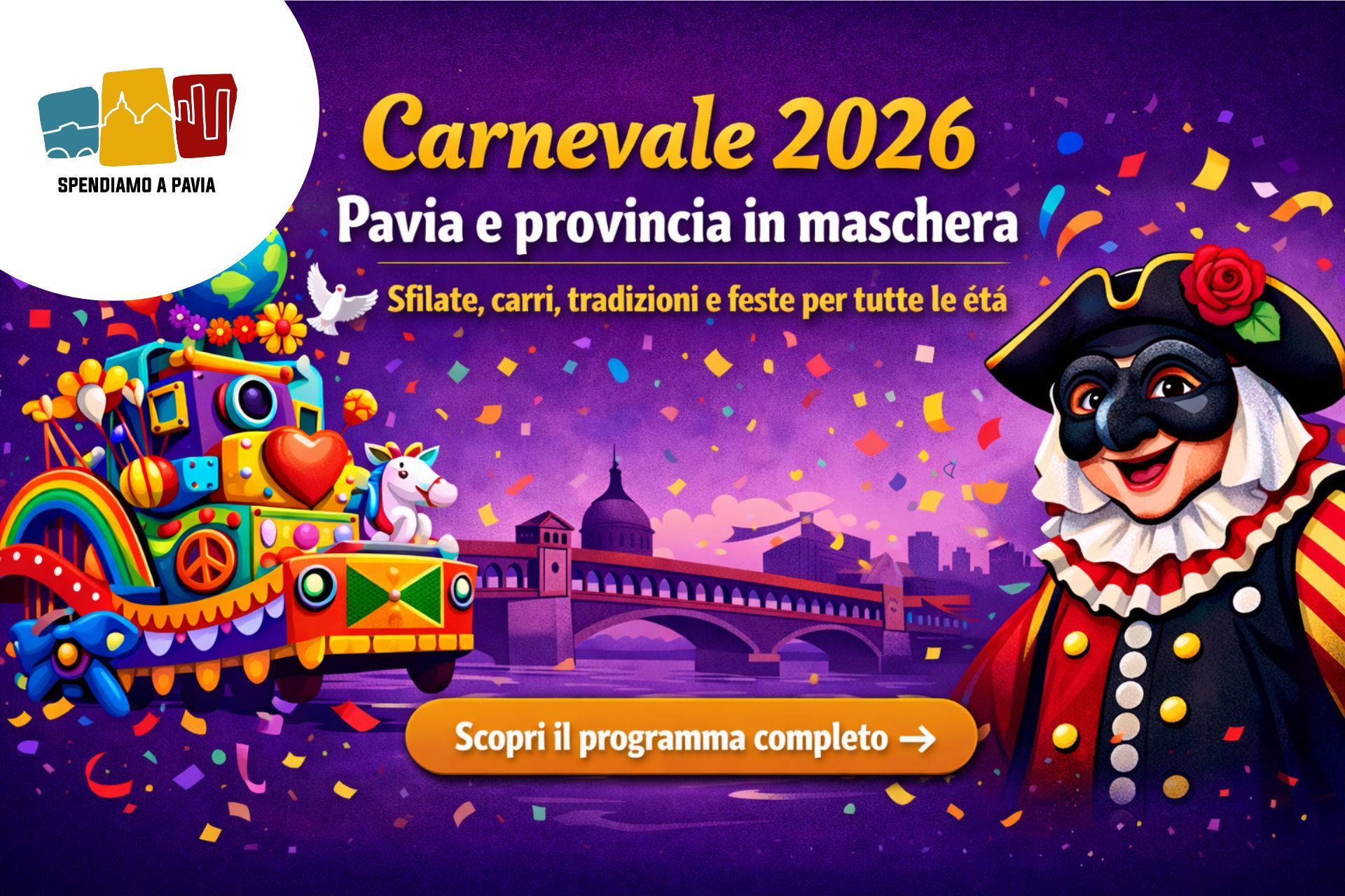 Carnevale 2026, la provincia si accende: da Pavia a Voghera fino alla Lomellina, un febbraio di sfilate e tradizioni