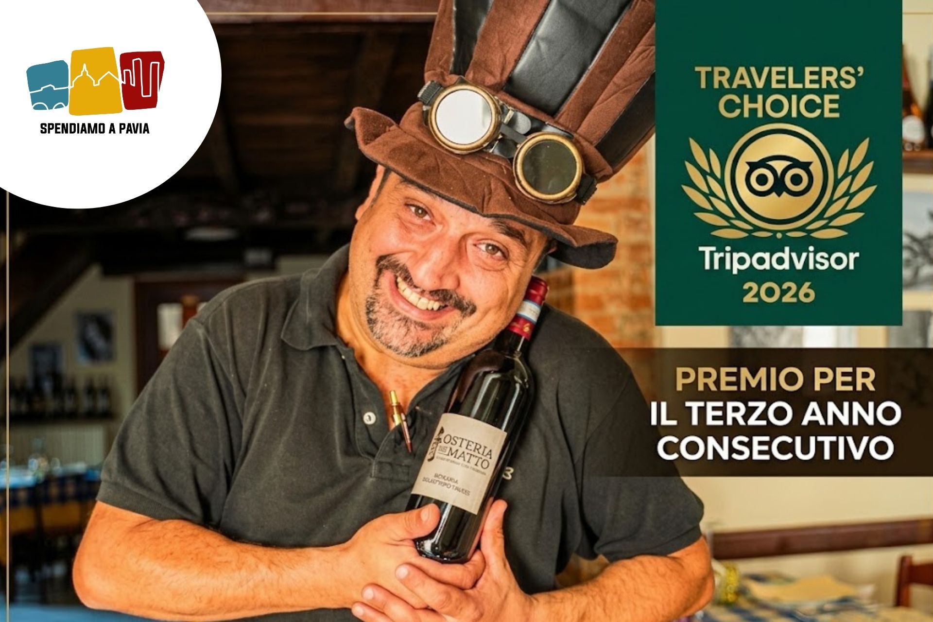 Osteria del Matto di Pavia: per il terzo anno consecutivo vince il Travelers’ Choice Award di TripAdvisor