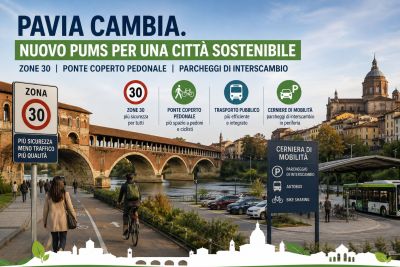 Pavia, nuovo PUMS: zone 30, ponte Coperto pedonale e parcheggi di interscambio per ridisegnare la mobilità cittadina