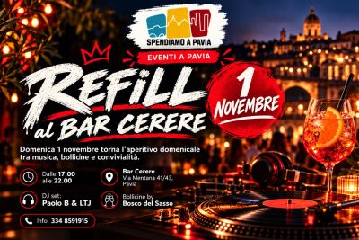 REFILL al Bar Cerere di Pavia: domenica 1 novembre torna l’aperitivo a ritmo di musica