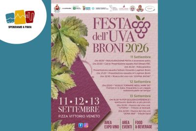 Festa dell’Uva di Broni 2026: tre giorni di vino, musica ed eventi in Piazza Vittorio Veneto