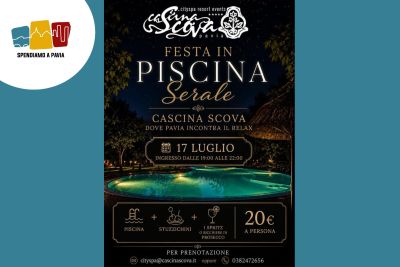 Festa in Piscina Serale alla Cascina Scova: il 17 luglio un aperitivo esclusivo sotto le stelle
