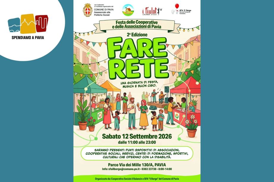 Fare Rete 2026 a Pavia: festa delle Cooperative e delle Associazioni