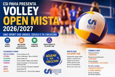 CSI Pavia presenta il Volley Open Mista 2026/2027: uno sport che unisce, educa e fa crescere